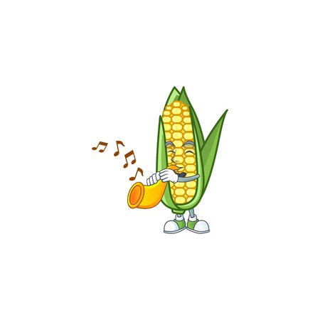 Character with trumpet in the cartoon a cornのイラスト素材