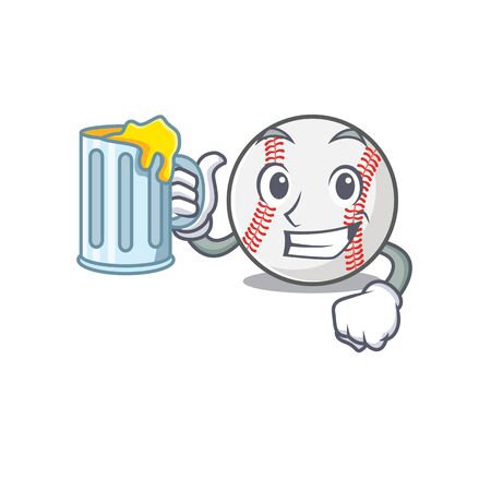 Character isolated baseball with a holding juice cuteのイラスト素材
