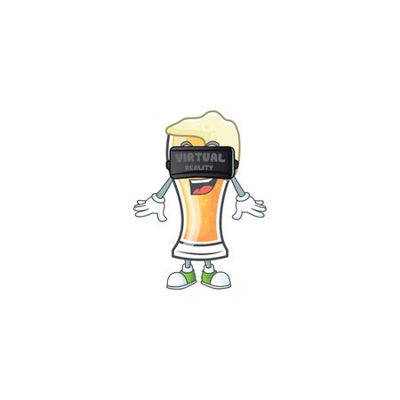 Cute beer glass with the virtual reality mascotのイラスト素材