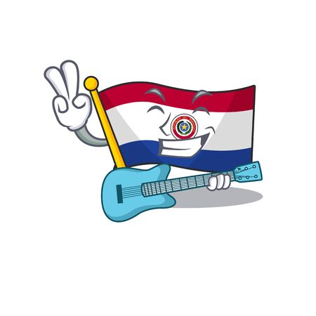Mascot flag paraguay with in holding gift characterのイラスト素材