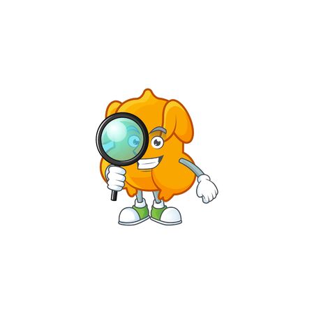 Cartoon character fried chicken with mascot detective vector illustrationのイラスト素材