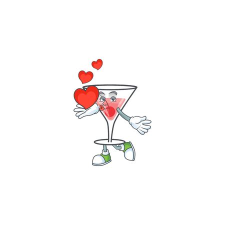 Cartoon fresh cocktail with the holding heart character vector illustrationのイラスト素材