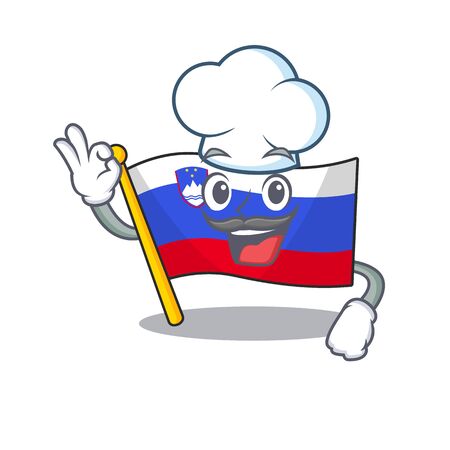 Flag slovenia cartoon with in chef characterのイラスト素材
