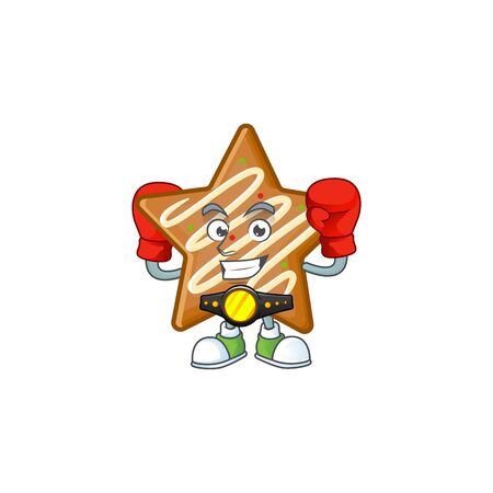 Cartoon crispy star cookies with the character boxing vector illustrationのイラスト素材