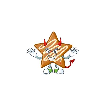 Delicious star cookies with character devil shape vector illustrationのイラスト素材