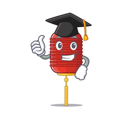 happy chinese lantern wearing a black Graduation hatのイラスト素材