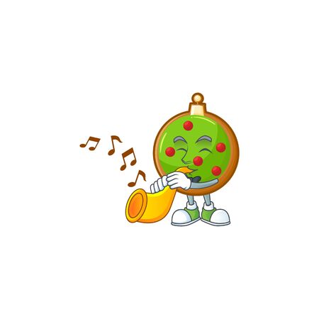 Super cool christmas ball cartoon character performance with trumpet.のイラスト素材