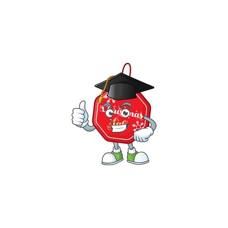 Happy christmas sale tag wearing a black Graduation hatのイラスト素材