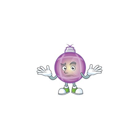 Super cool Grinning purple christmas ball mascot cartoon style.のイラスト素材