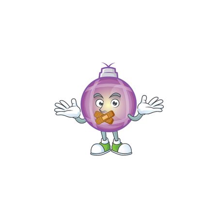 Purple christmas ball cartoon with mascot silent.のイラスト素材