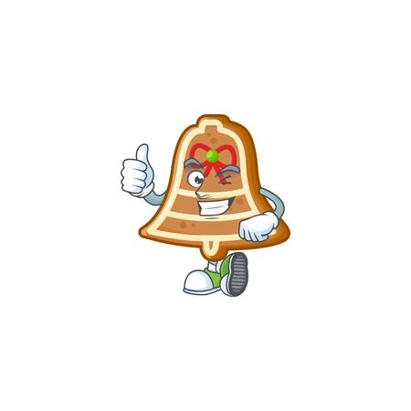 Picture of bell cookies making Thumbs up gesture. Vector illustrationのイラスト素材