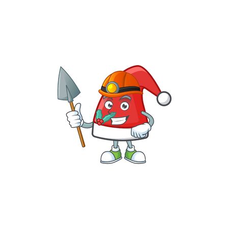 Cool Miner santa claus hat cartoon mascot design styleのイラスト素材