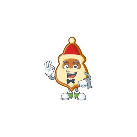 Christmas hat cookies Character on A stylized Waiter lookのイラスト素材