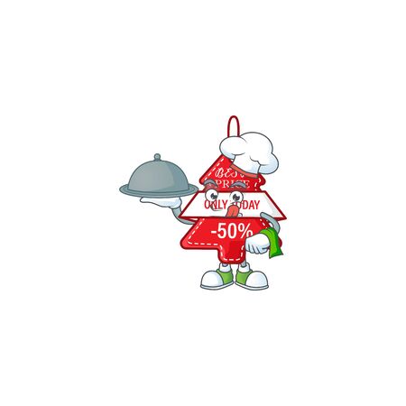 smiling christmas best price tag as a Chef with food cartoon style designのイラスト素材