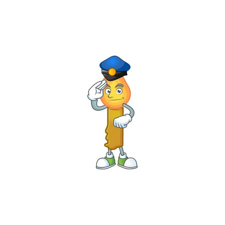Gold candle Cartoon character dressed as a Police officer. Vector illustrationのイラスト素材