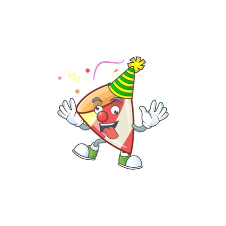 Cute Clown exploding confetti placed on cartoon character style design. Vector illustrationのイラスト素材