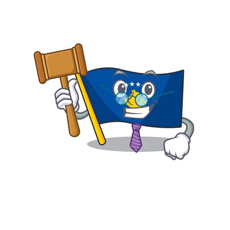 Smart Judge flag kosovo presented in cartoon character style. Vector illustrationのイラスト素材