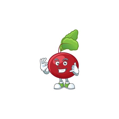 Call me cool red beet greens cartoon character design. Vector illustrationのイラスト素材