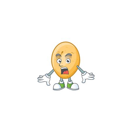 Surprised potato gesture on cartoon mascot design. Vector illustrationのイラスト素材