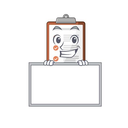 Clipboard Scroll cartoon character style grinning with board. Vector illustrationのイラスト素材