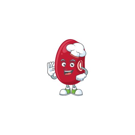 Smiley Face chef adzuki beans character with white hat. Vector illustrationのイラスト素材