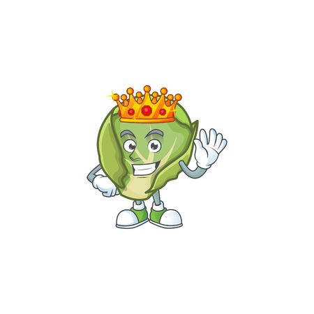 Cool King of brussels sprouts on cartoon character style. Vector illustrationのイラスト素材
