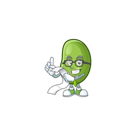 Funny face green beans cartoon with menu ready to serve. Vector illustrationのイラスト素材