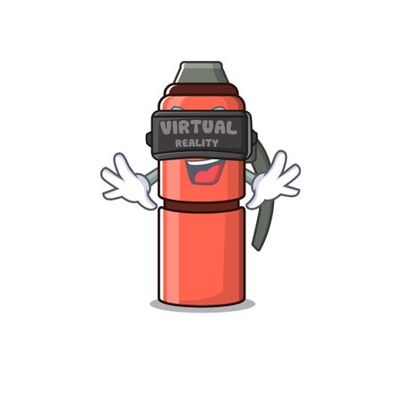 cool bottle Scroll character using Virtual reality headsetのイラスト素材