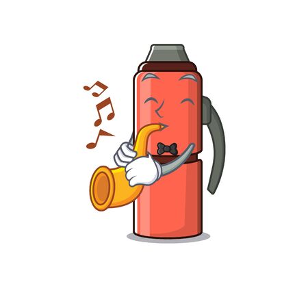 bottle Scroll cartoon character design performance with trumpetのイラスト素材