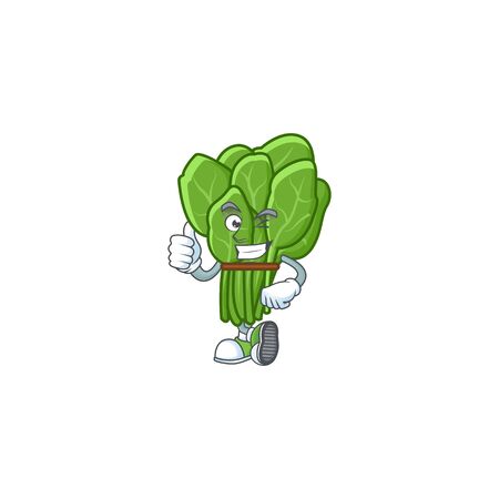 cartoon character of spinach making Thumbs up gesture. Vector illustrationのイラスト素材
