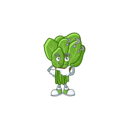cartoon character of spinach with confuse gesture. Vector illustrationのイラスト素材