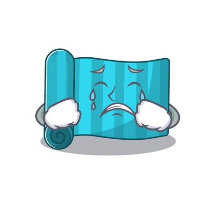 Sad Crying yoga mattress Scroll cartoon character design. Vector illustrationのイラスト素材