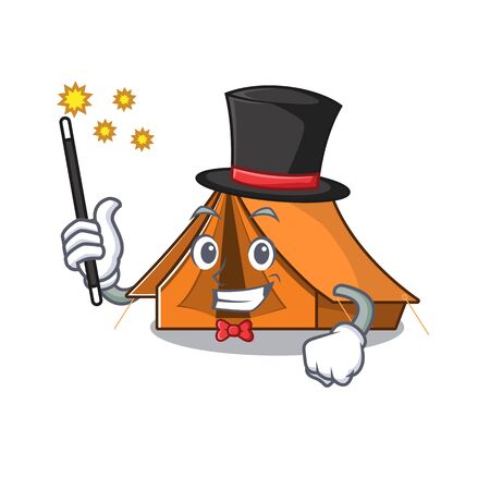 Mascot of camping tent Scroll performance as a Magician styleのイラスト素材