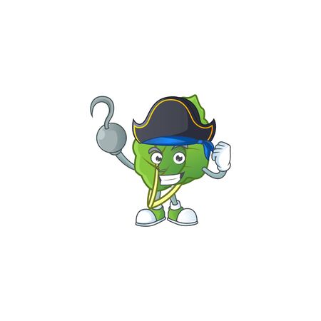 one hand Pirate collard greens cartoon character wearing hatのイラスト素材