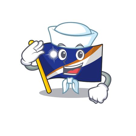 Smart flag marshall island Scroll Detective cartoon character design. Vector illustrationのイラスト素材