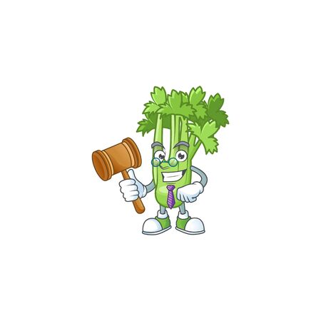 A professional judge celery plant presented in cartoon character designのイラスト素材