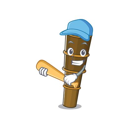 Cool telescope Scroll cartoon character design with baseball. Vector illustrationのイラスト素材