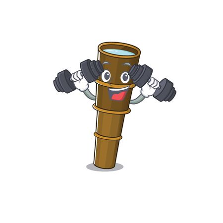 Very happy telescope Scroll character with money on hands. Vector illustrationのイラスト素材