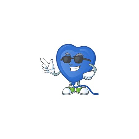 Cool and cool blue love balloon character wearing black glasses. Vector illustrationのイラスト素材