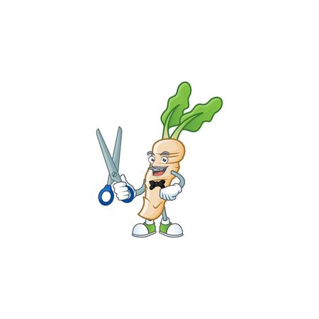 Smiley barber horseradish mascot cartoon character design. Vector illustrationのイラスト素材
