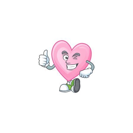 cartoon character of pink love making Thumbs up gestureのイラスト素材