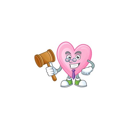 A professional judge pink love presented in cartoon character designのイラスト素材