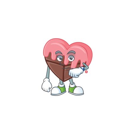 Picture of waiting love chocolate with pink on cartoon mascot style design. Vector illustrationのイラスト素材
