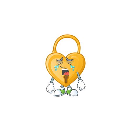Sad Crying gesture love padlock cartoon character style. Vector illustrationのイラスト素材