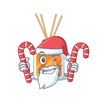 Air freshener sticks Cartoon character in Santa costume with candyのイラスト素材