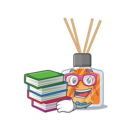 Cool and clever Student air freshener sticks mascot cartoon with bookのイラスト素材