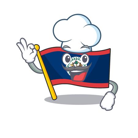 Flag belize cartoon character wearing costume of chef and white hat. Vector illustrationのイラスト素材