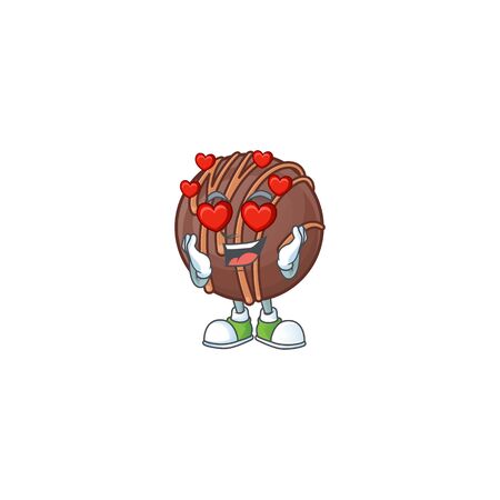 falling in love cute chocolate praline ball cartoon character design. Vector illustrationのイラスト素材