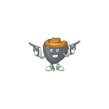 Confident black love balloon Cowboy cartoon character holding guns. Vector illustrationのイラスト素材