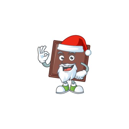 A picture of Santa one bite chocolate bar mascot picture style with ok fingerのイラスト素材